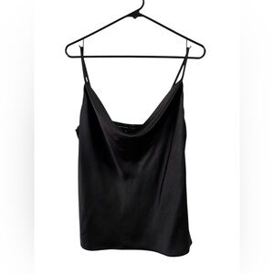 Satin black tank top blouse